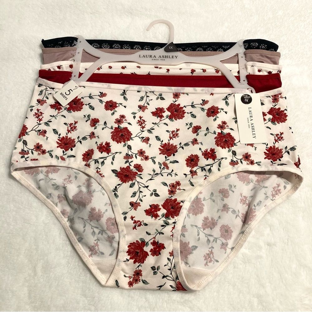 NWT Laura Ashley Super Soft 5 Pair Panties Underwear Floral 1X